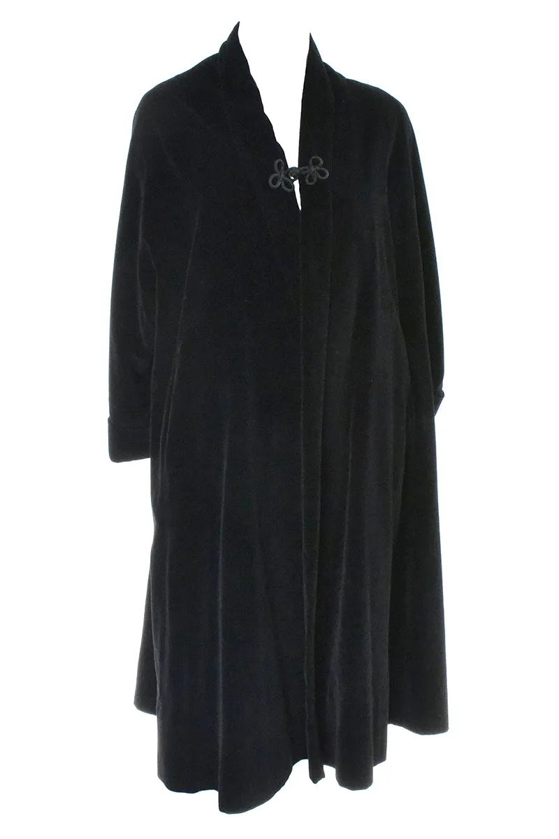 1950s Vintage Black Velvet Opera Evening Swing Coat Sun Kissed of California