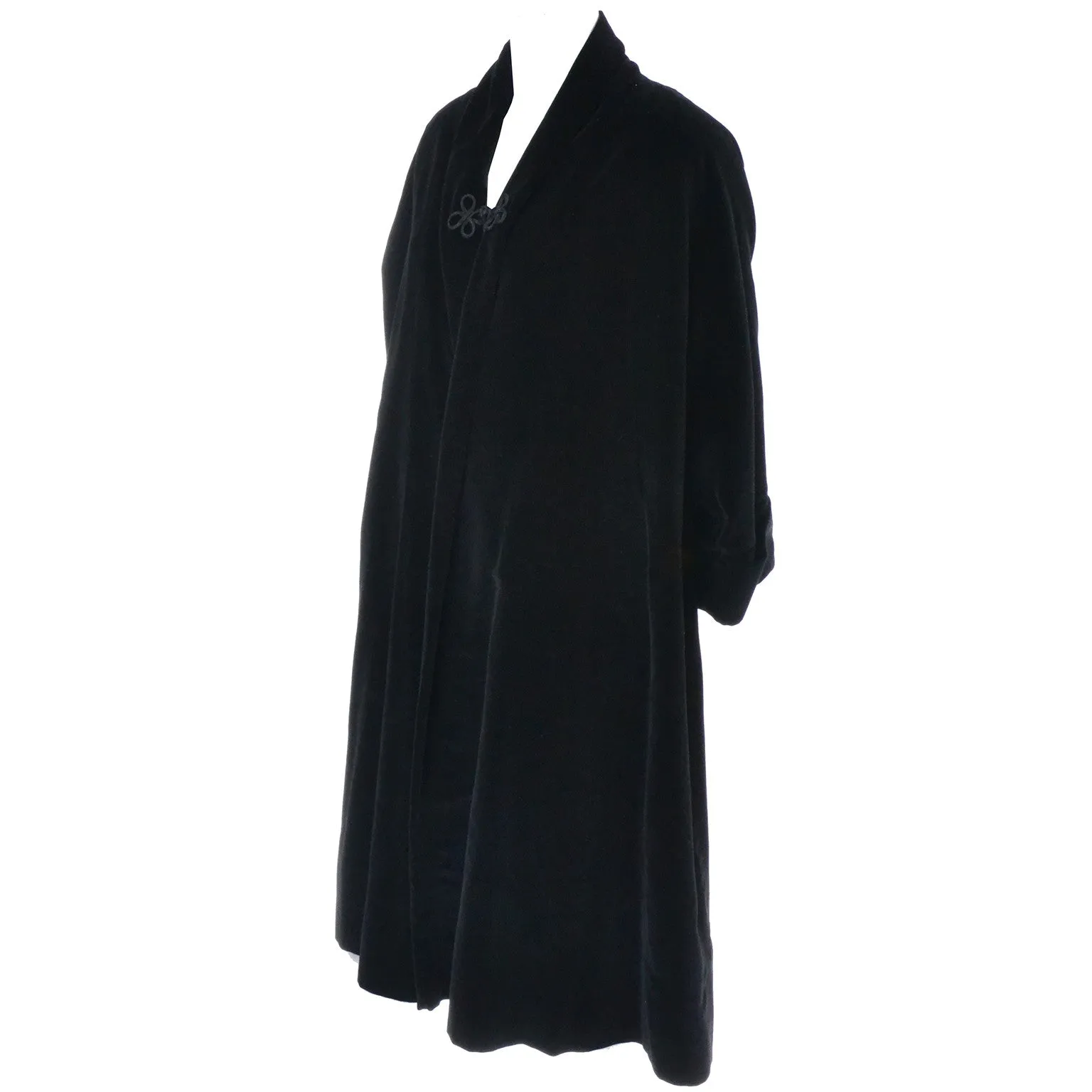 1950s Vintage Black Velvet Opera Evening Swing Coat Sun Kissed of California