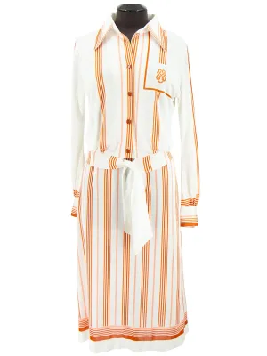 1970s Vintage Ivory & Orange Stripe Top and Skirt