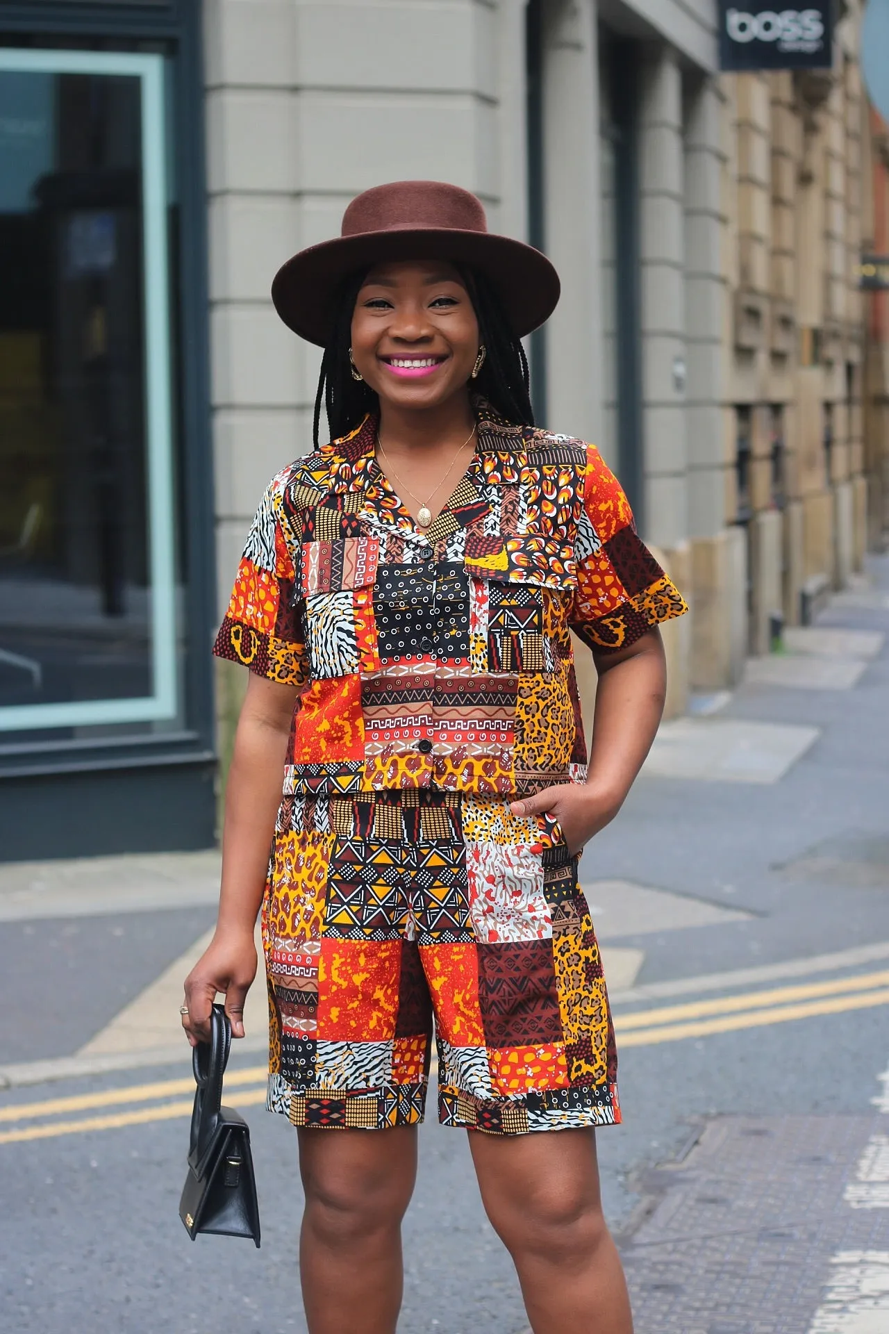 2 Pc African Print  Crop Top and Shorts Set- Hamdi