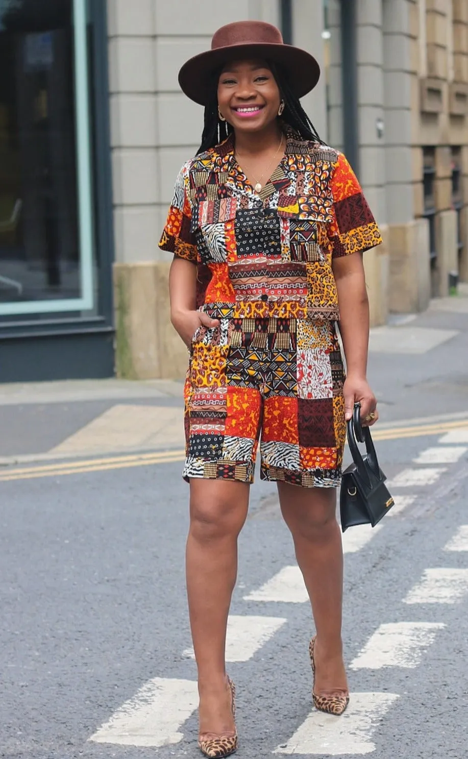 2 Pc African Print  Crop Top and Shorts Set- Hamdi