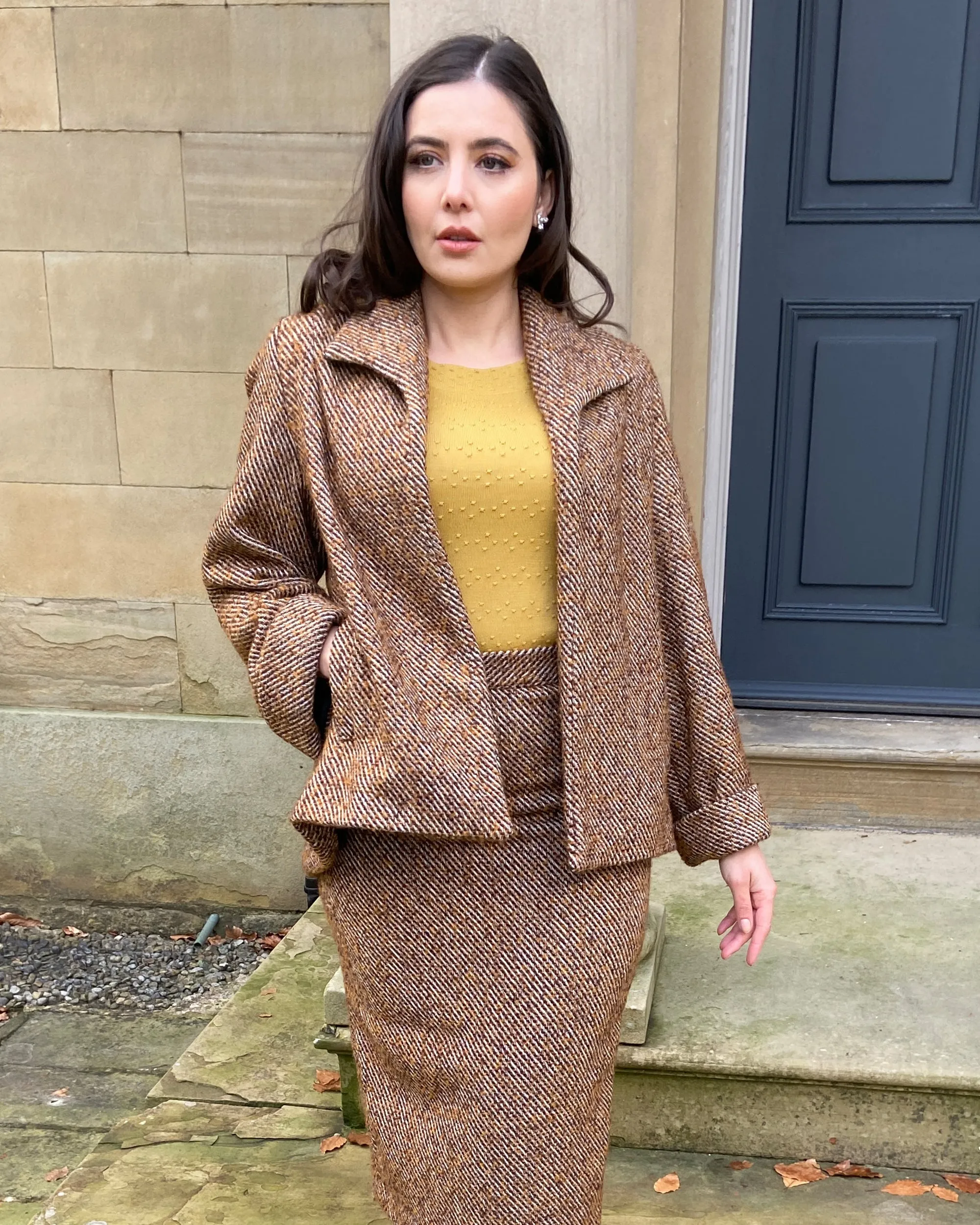 40s/50s Swing Coat in Caramel Wool Blend