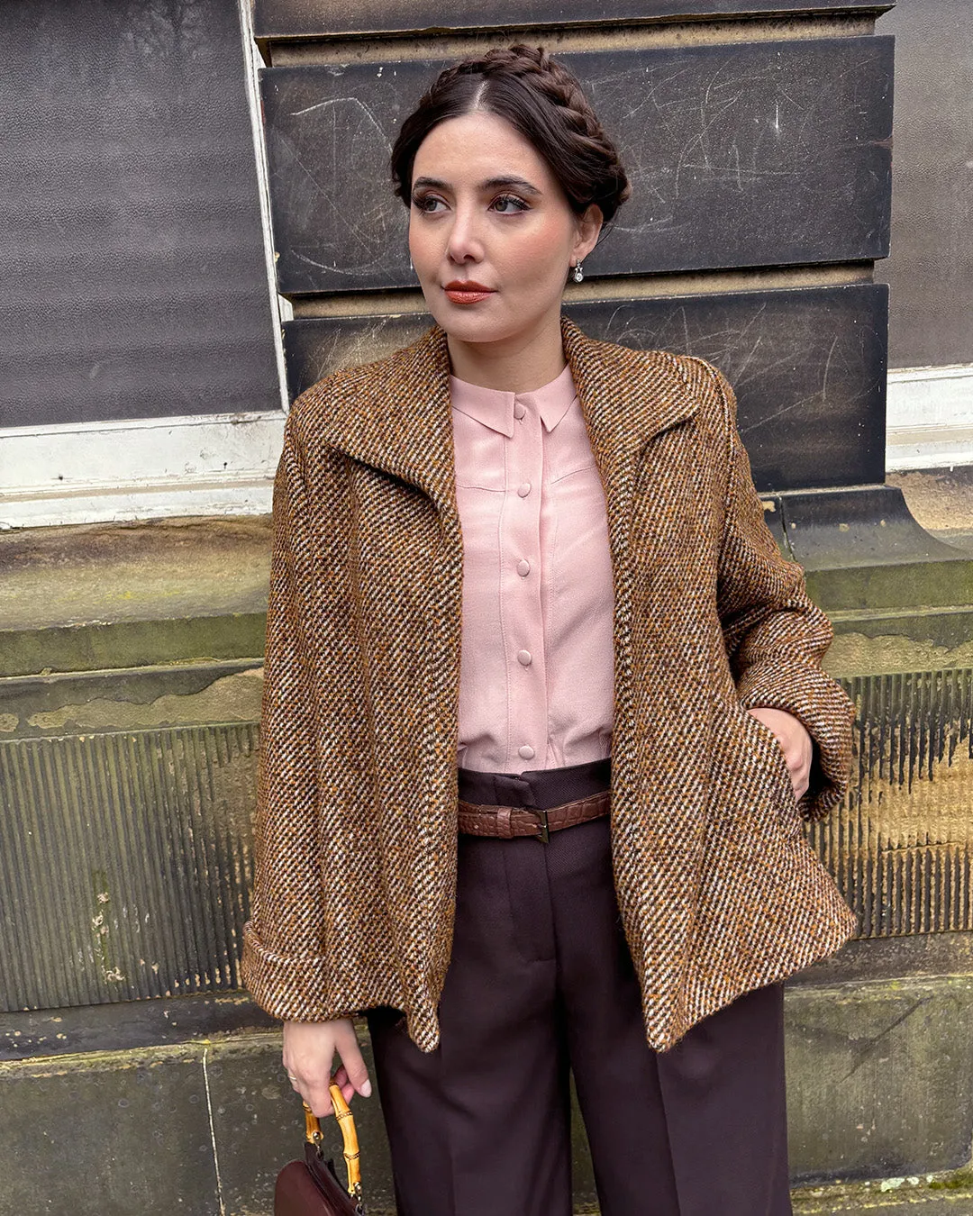 40s/50s Swing Coat in Caramel Wool Blend