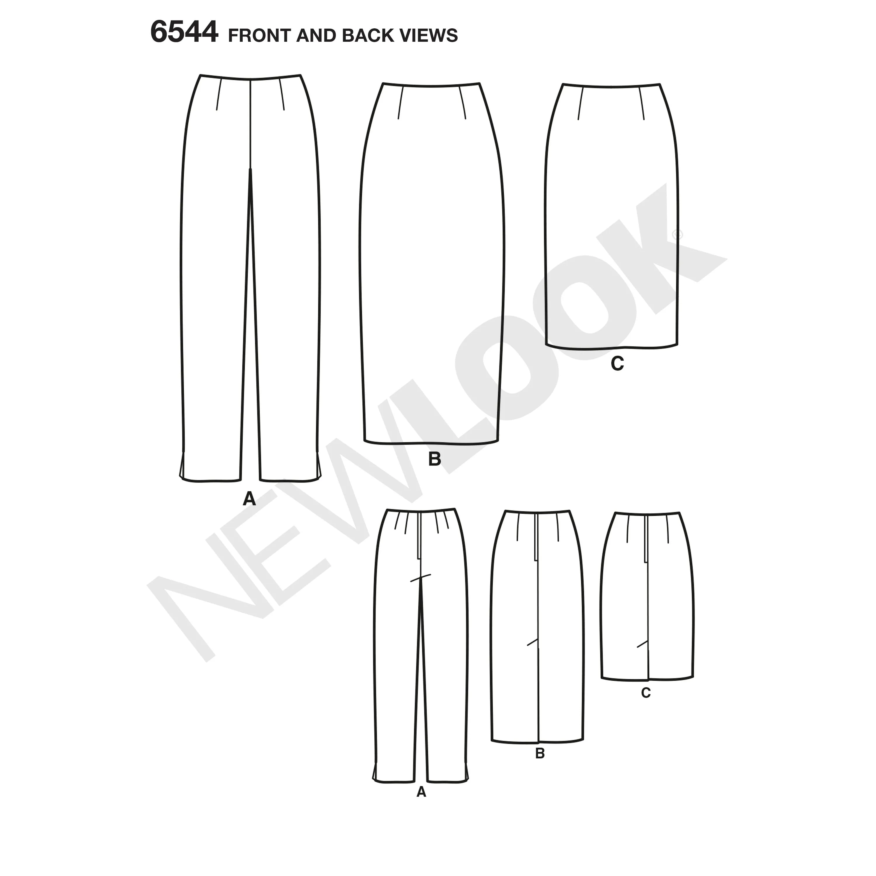 6544 New Look Pattern 6544 Miss Skirt in Two Lengths