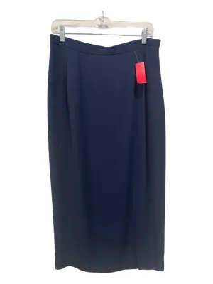 Adriana Papell Size 14 Navy Blue Polyester Back Zip Pencil Knee Length Skirt