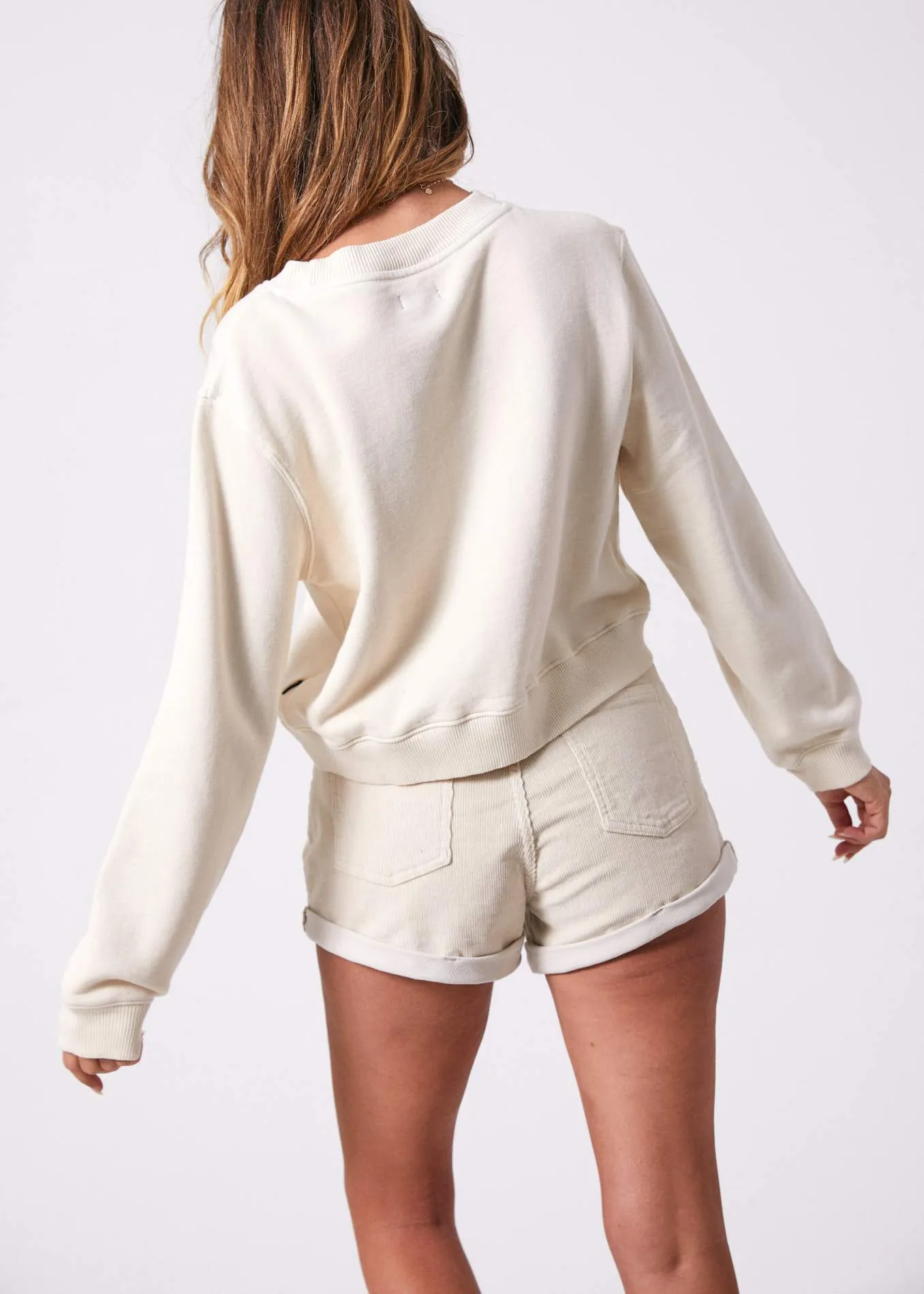 Afends Womens Love Buzz - Box Fit Crew - Ivory