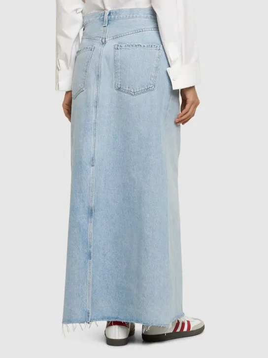 Agolde   Hilla denim cotton long skirt 