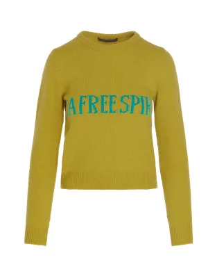 Alberta Ferretti Slogan Intarsia Crewneck Jumper