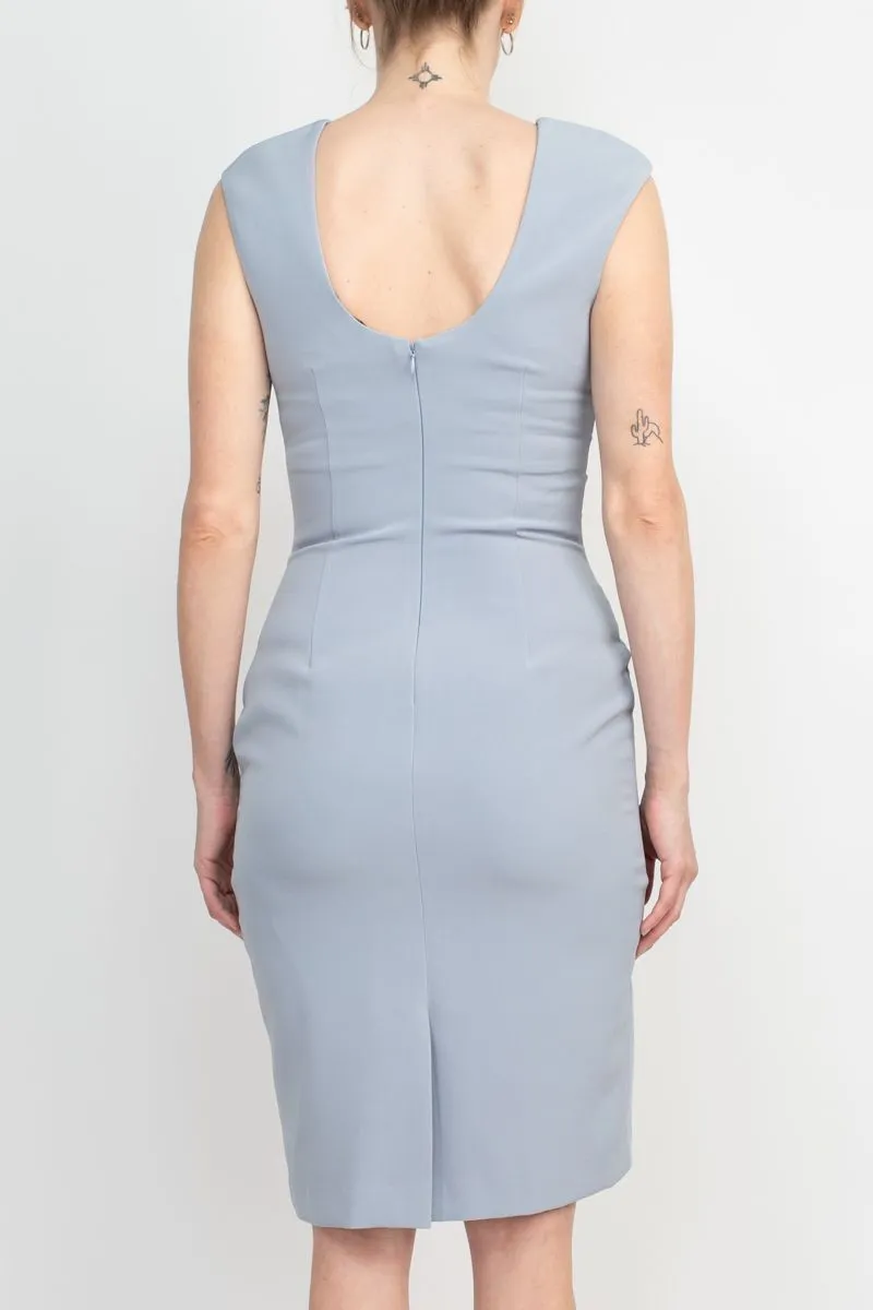 Alberto Makali Crew Neck Sleeveless Bodycon Zipper Back Solid Stretch Crepe Dress by Curated Brands