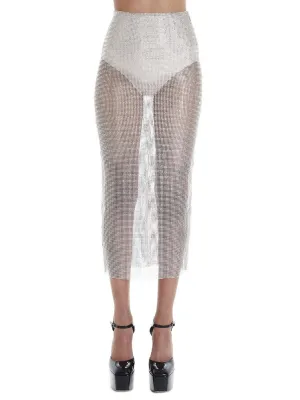 Alessandra Rich Sheer Embellished Pencil Skirt