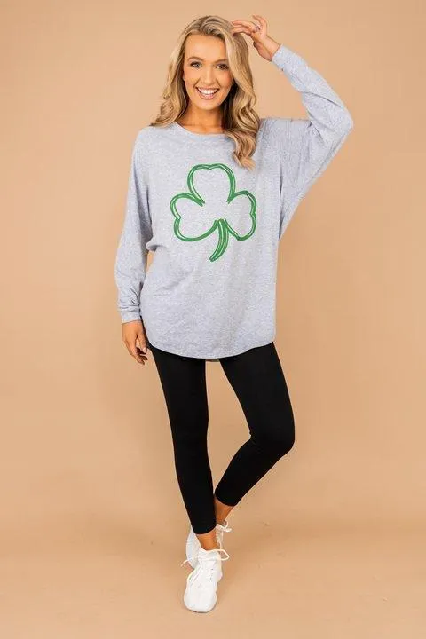 All Luck Heather Gray Graphic Tunic