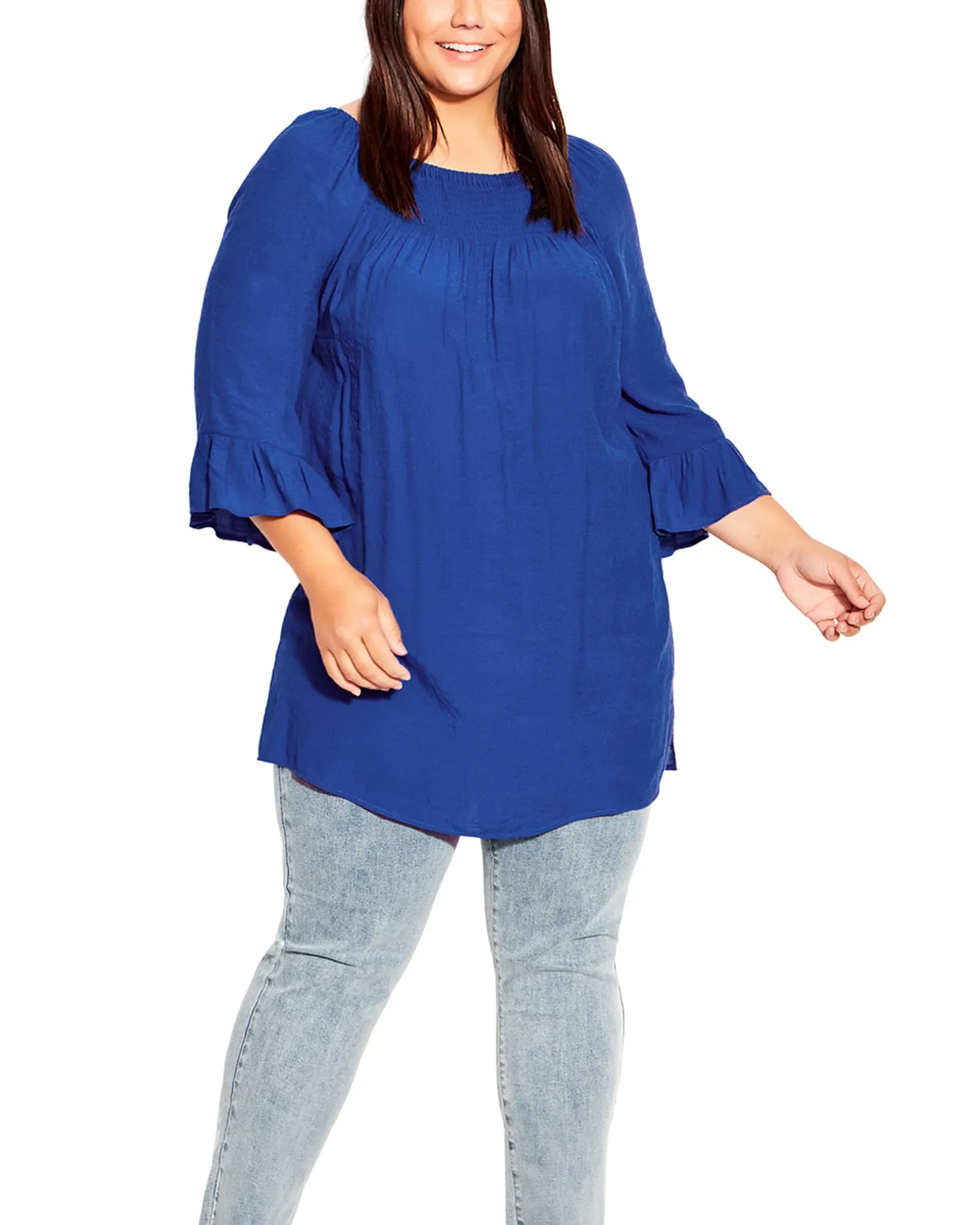 Amara Flutter Sleeve Top | Marine