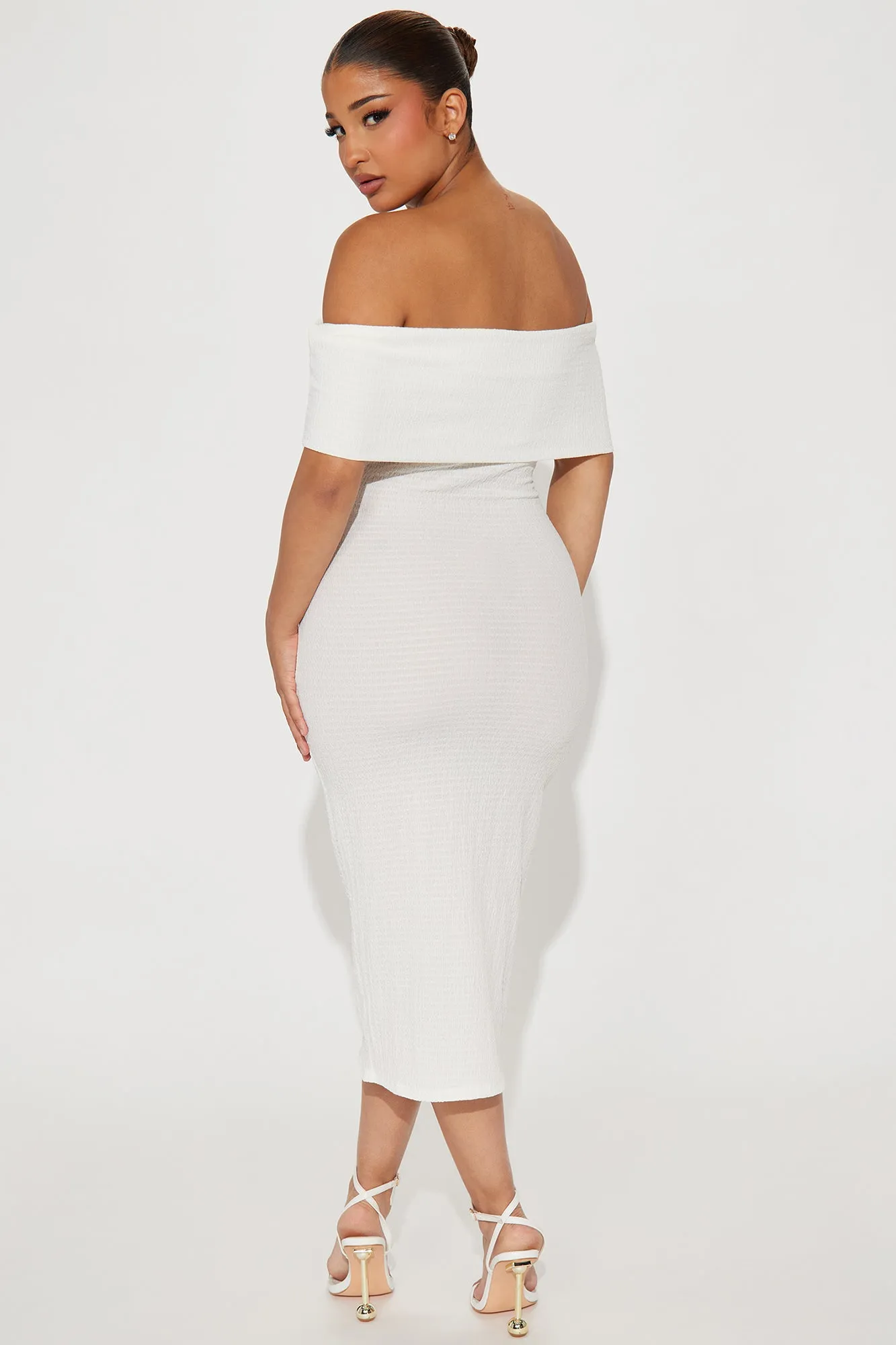 Ana Off Shoulder Midi Dress - White