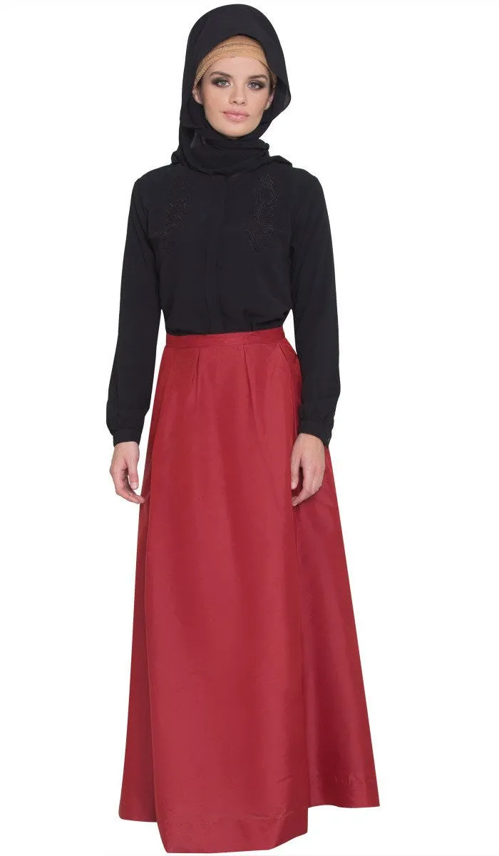 Anja Pleated Silky Long Maxi Skirt - Burnt Orange - FINAL SALE