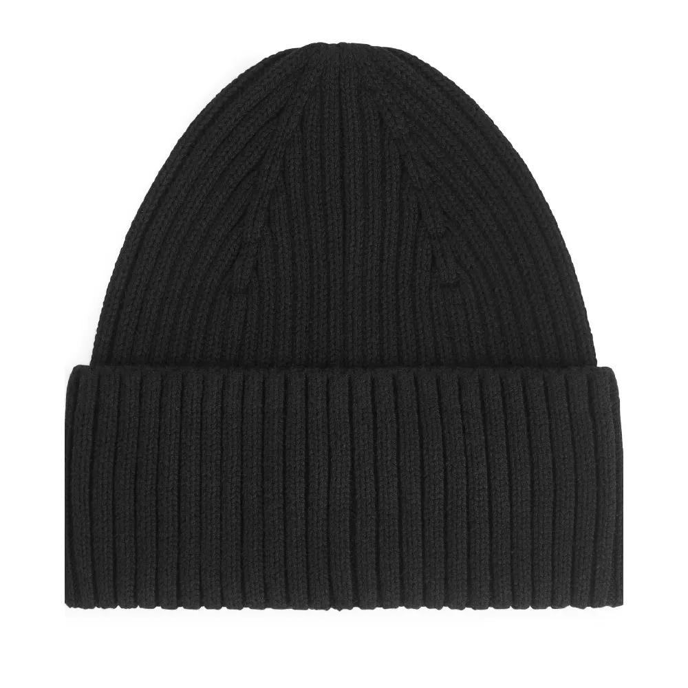 Arket Rib Knit Hat, black