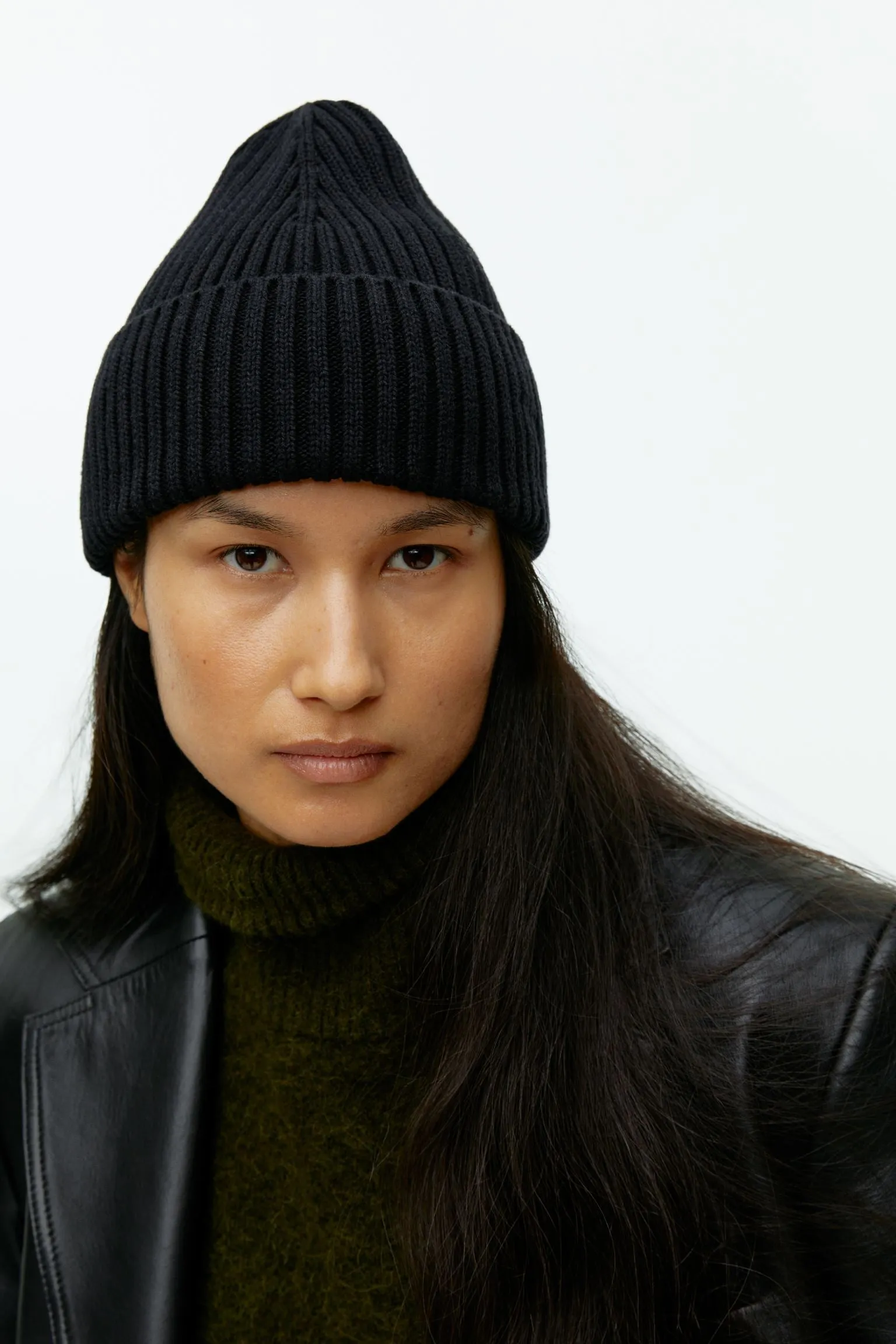 Arket Rib Knit Hat, black