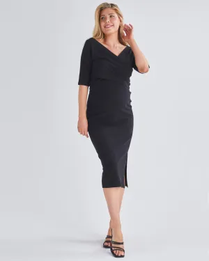 Athena Maternity Smart Casual Set in Black Top and Skirt