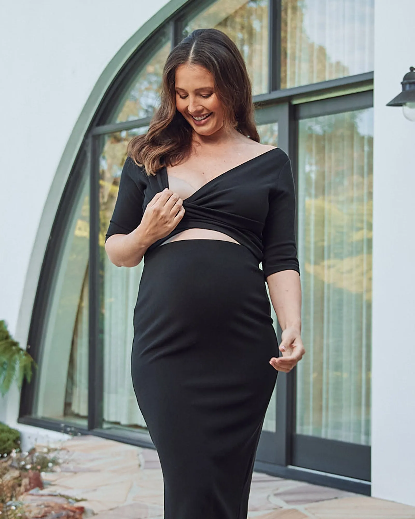 Athena Maternity Smart Casual Set in Black Top and Skirt