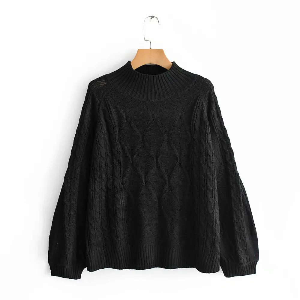 Autumn diamond reticulate women's sweater  1346