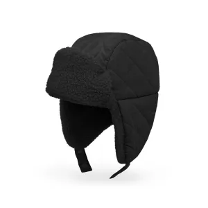 Baby Trapper Hat Toddler Winter Quilted Puffer Ear Flap Hat | Black