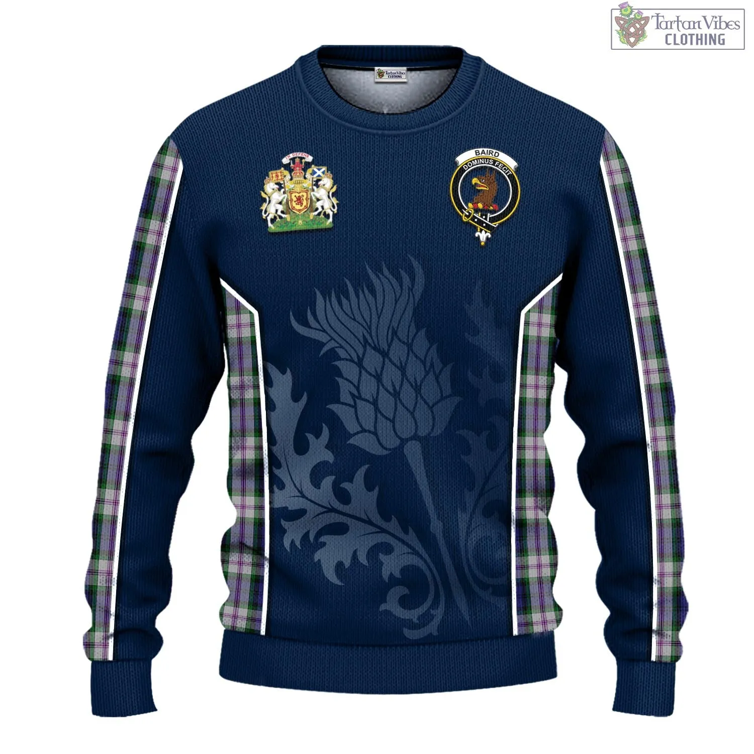 Baird Dress Tartan Knitted Sweatshirt with Family Crest and Scottish Thistle Vibes Sport Style