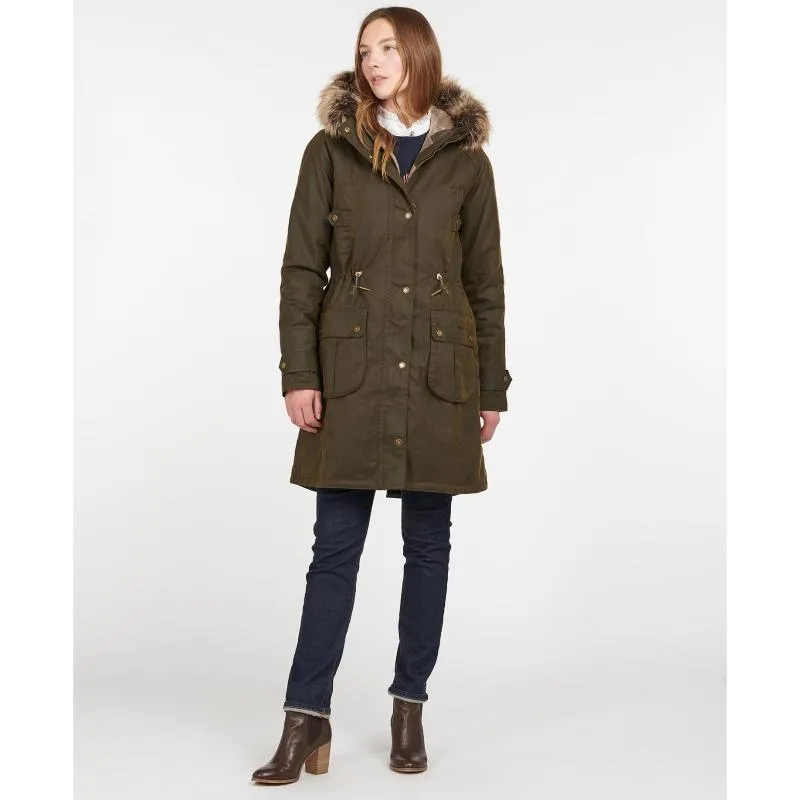 Barbour Hartwith Ladies Wax Parka Jacket - Olive/Classic