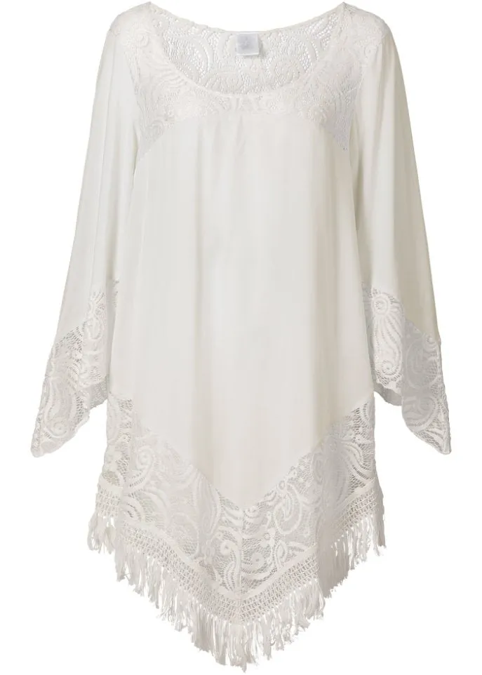 Beach long tunic with lace Bpc Selection, white