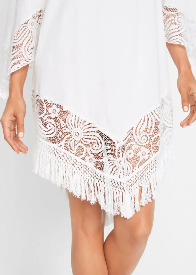 Beach long tunic with lace Bpc Selection, white