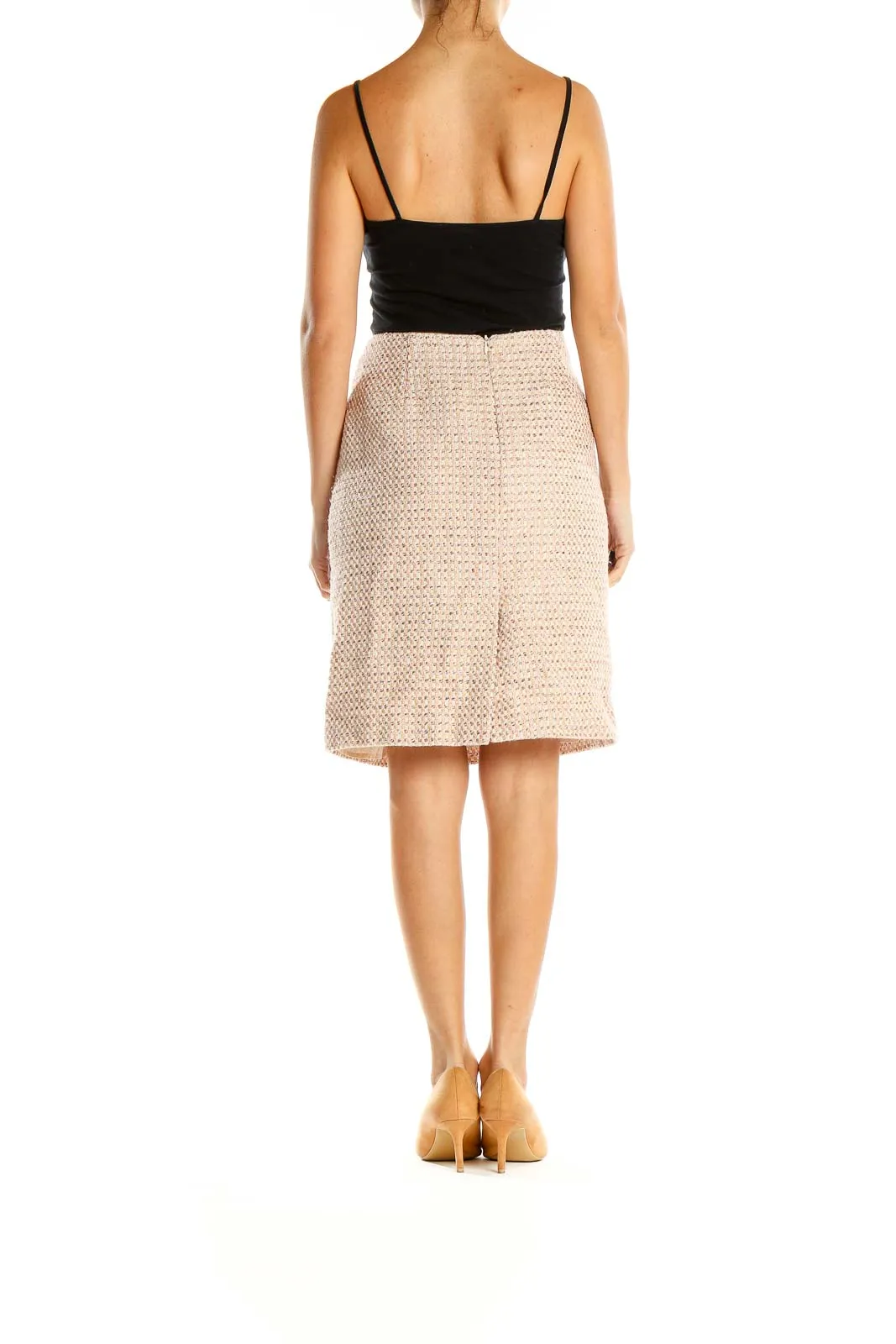 Beige Tweed Brunch Pencil Skirt