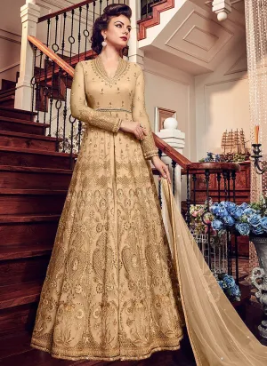 Beige With Golden Details Kalidar Anarkali Lehenga/Pant Suit