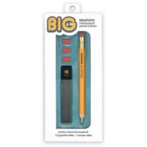 Big Graphite Mechanical Pencil With Refills and Erasers