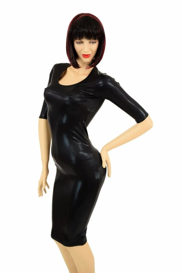 Black Mystique Half Sleeve Wiggle Dress