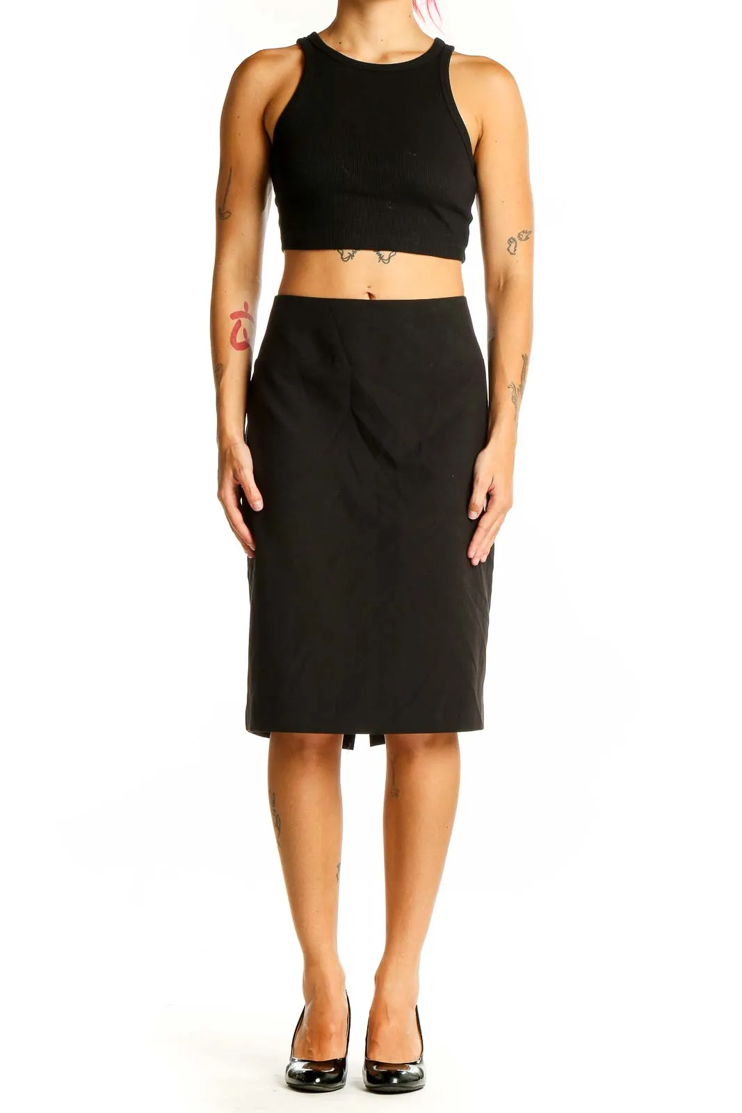 Black Pencil Skirt with Back Slit