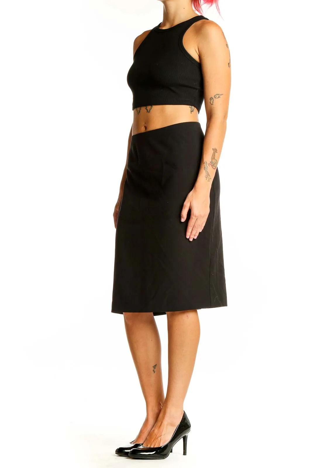 Black Pencil Skirt with Back Slit