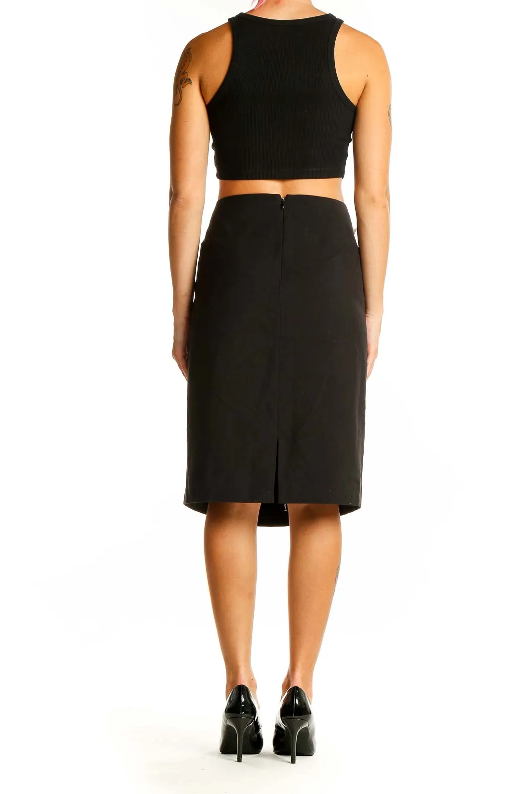 Black Pencil Skirt with Back Slit