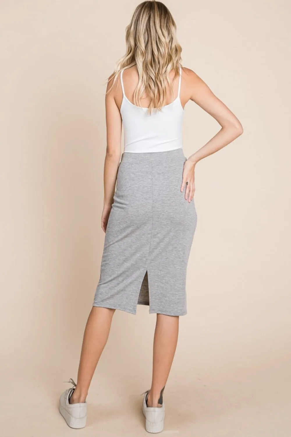 Blue Zone Planet |  BOMBOM Elastic Waist Pencil Skirt