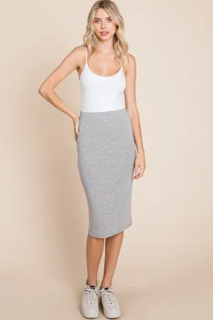 Blue Zone Planet |  BOMBOM Elastic Waist Pencil Skirt