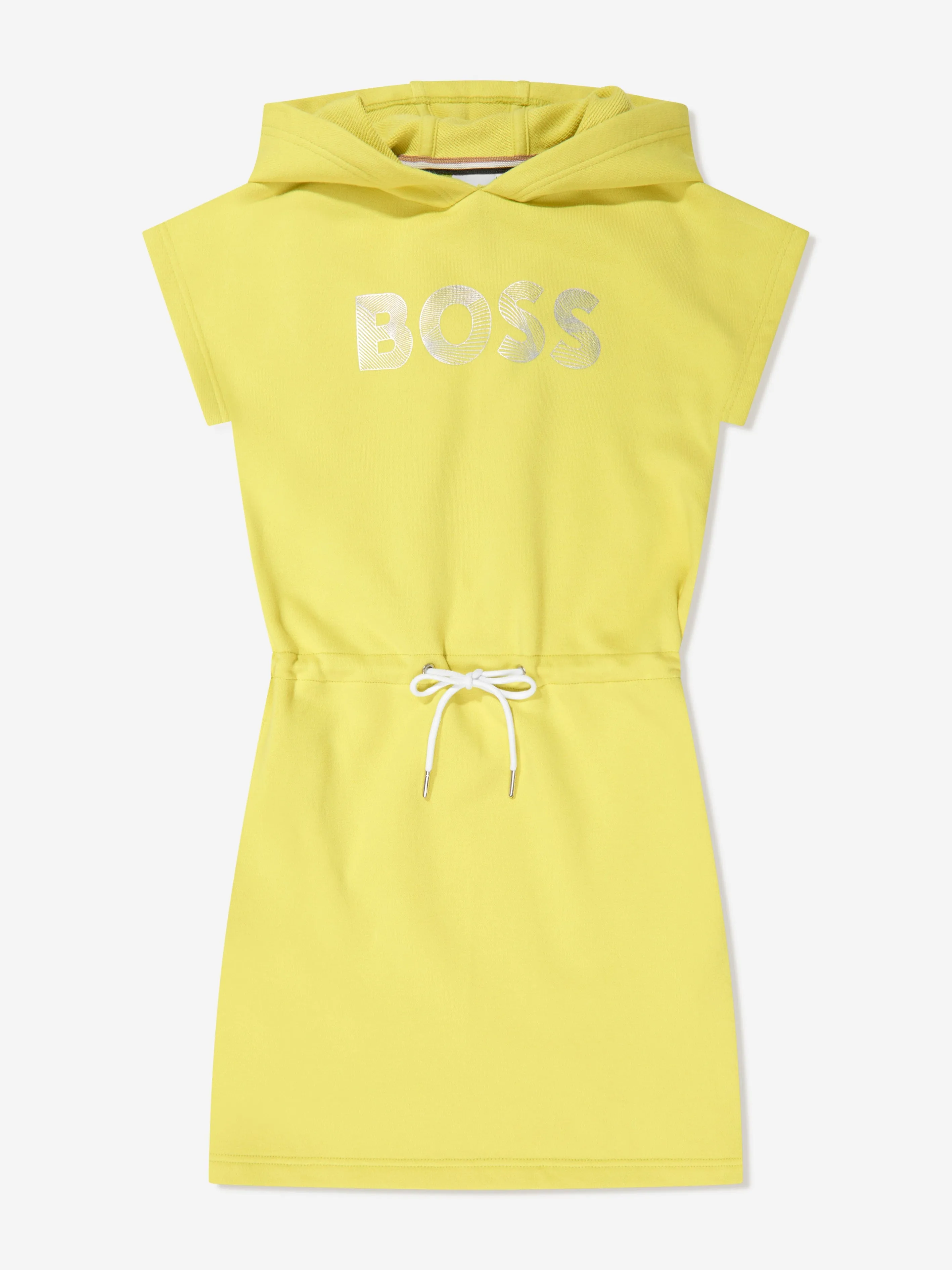 BOSS Girls Hooded Sweater Dress in Yellow