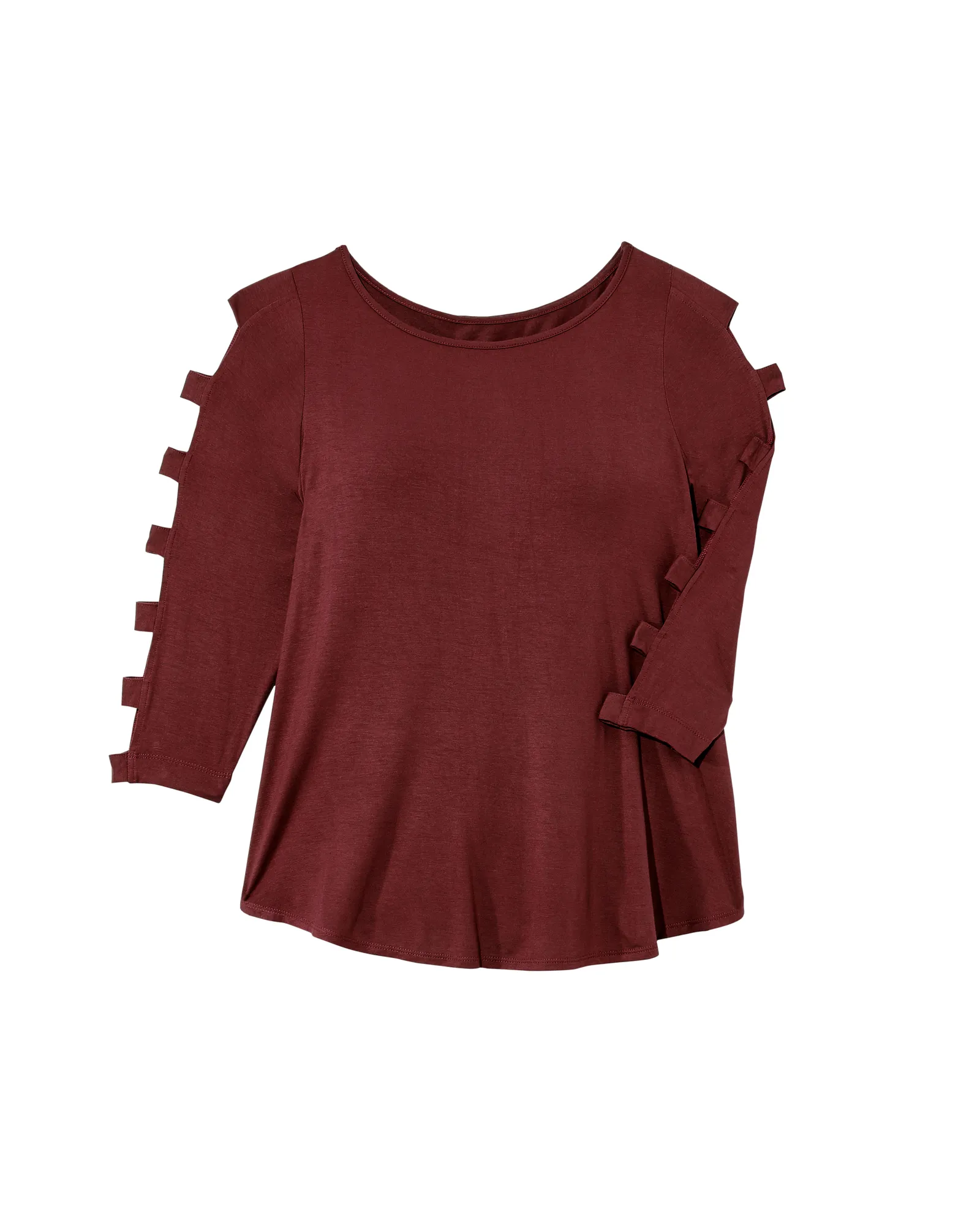 Brie 3/4 Cut-out Sleeve Tee | Burgundy