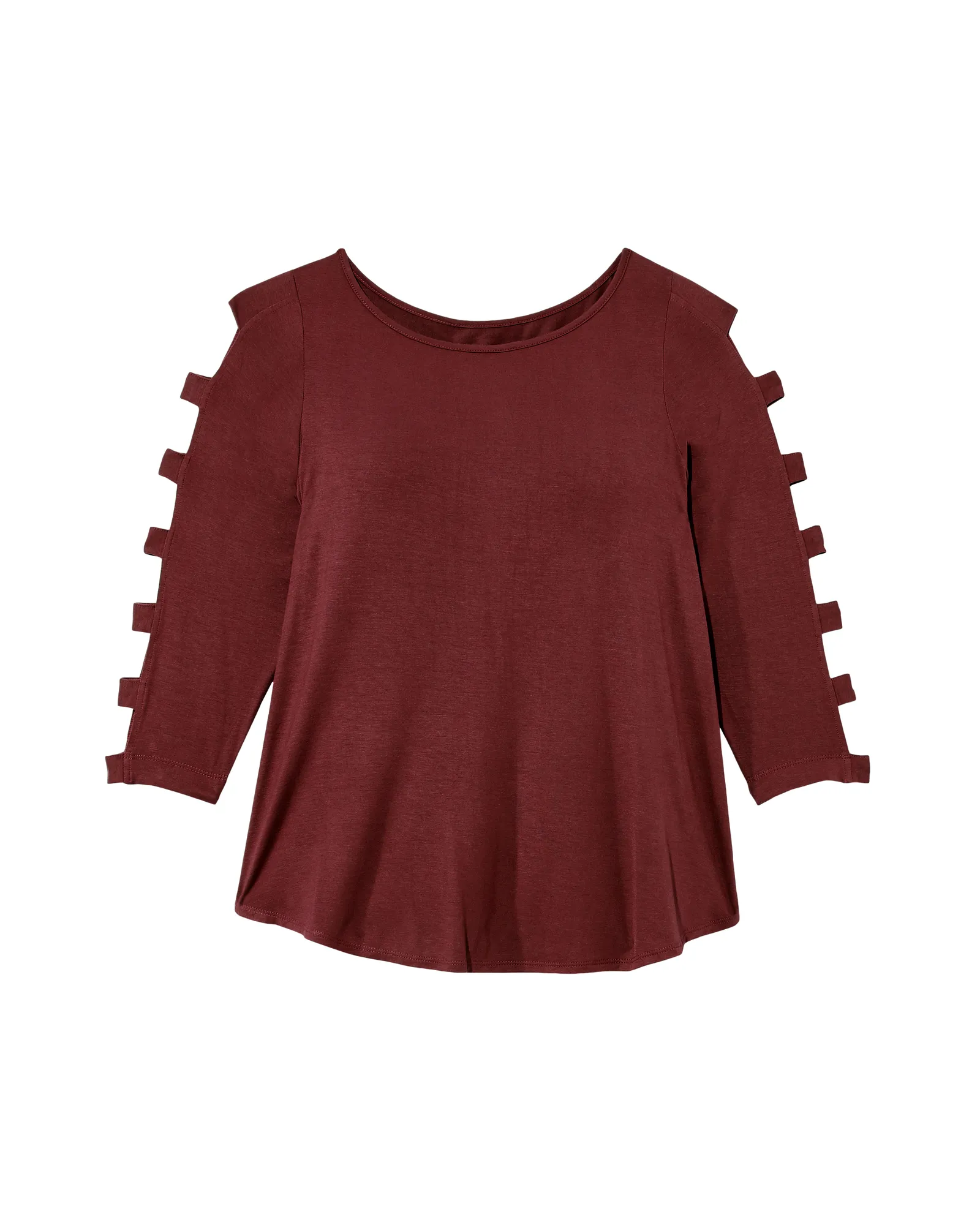 Brie 3/4 Cut-out Sleeve Tee | Burgundy