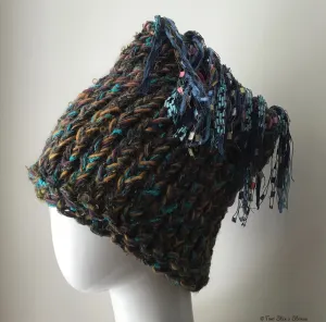 Brown & Turquoise Tweed *Funky Chic* Hat