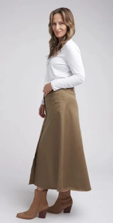 Brown Buttoned Aline skirt