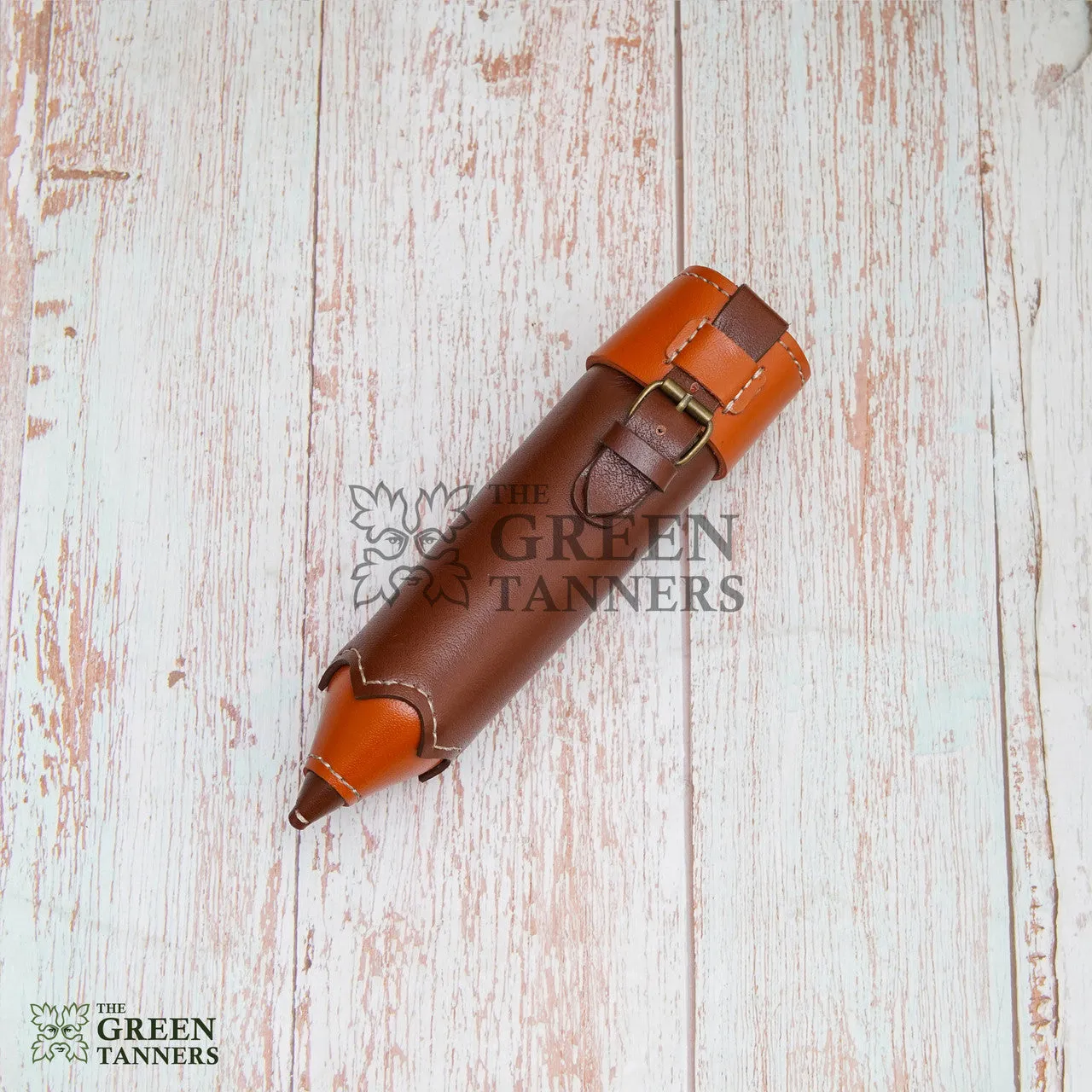 Brown Leather Pencil Case And Holder