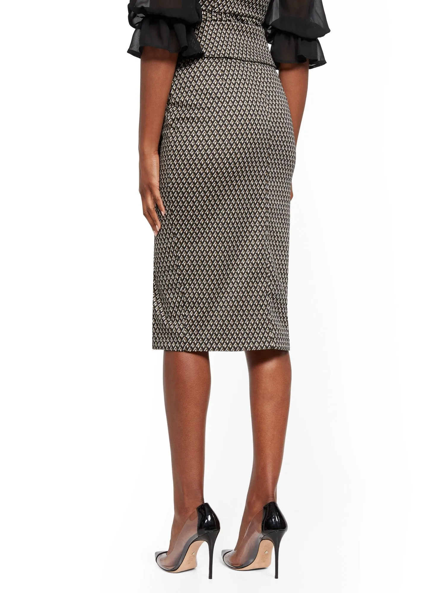 Button-Accent Foldover Pencil Skirt - 7th Avenue