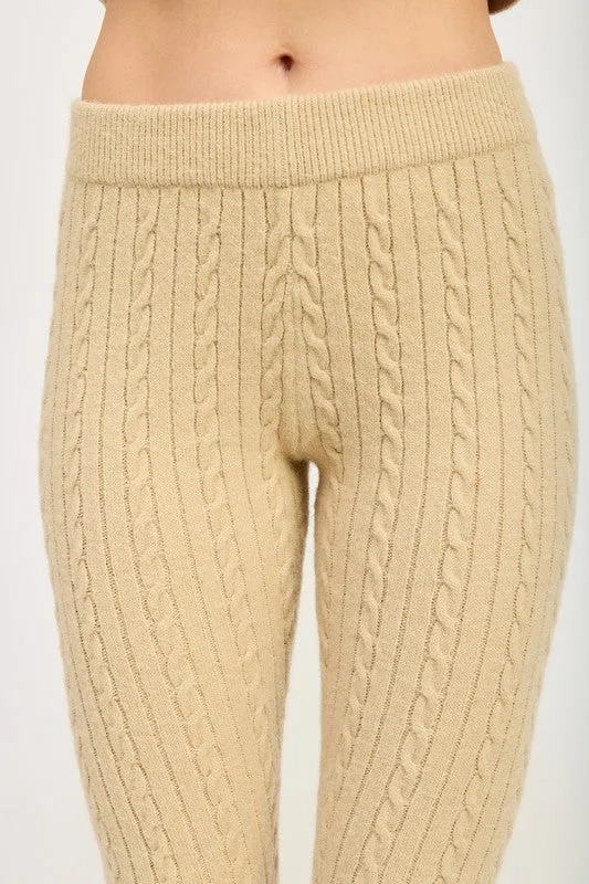 CABLE KNIT FLARED PANTS