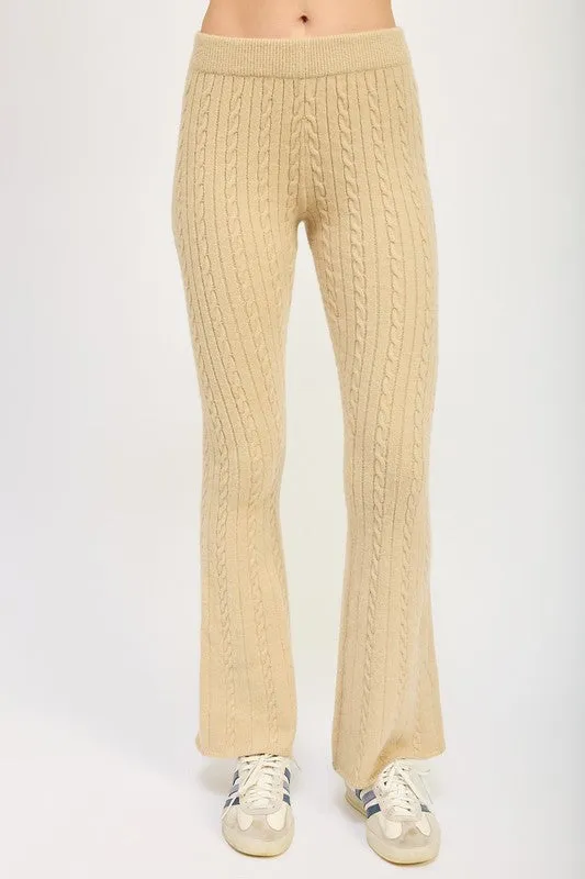 CABLE KNIT FLARED PANTS