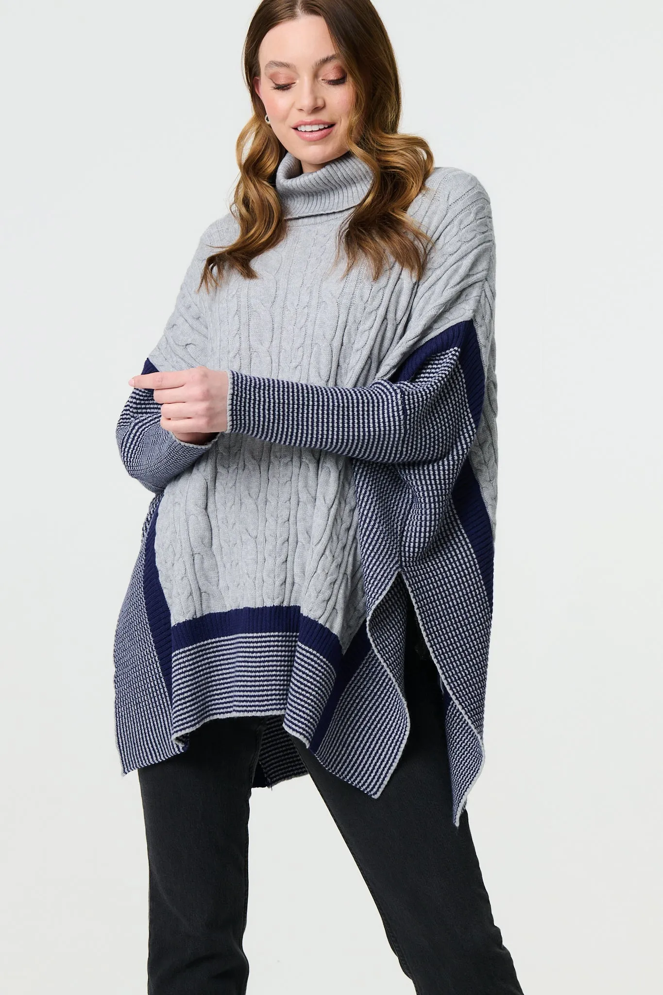 Cable Knit Roll Neck Knit Jumper