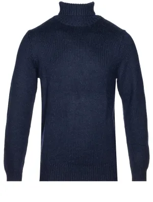 Camel Merino Roll Neck Navy