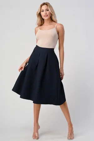 Chic A-Line Textured Midi Skirt with Pleated Design