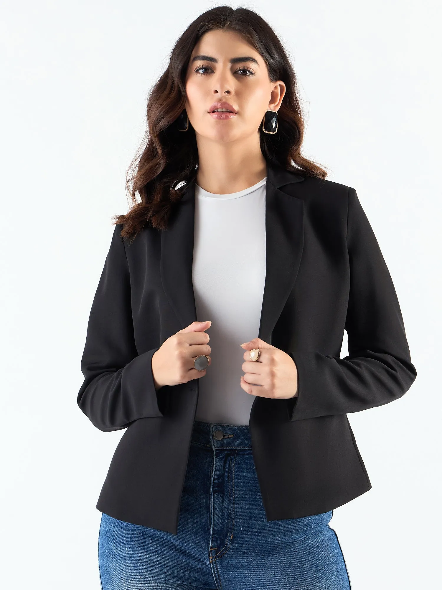 Chic Black Asymmetric Blazer